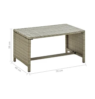 vidaXL Coffee Table Beige 27.6"x15.7"x15" Poly Rattan