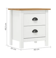 vidaXL Bedside Cabinet Hill 2 pcs White 18.1"x13.8"x19.5" Solid Pine Wood