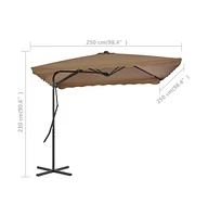 vidaXL Outdoor Parasol with Steel Pole 98.4"x98.4" Taupe