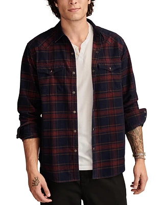 Lucky Brand Men's Printed Plaid Cord Westerns Shirt