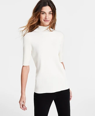 Jones New York Women's Mock-Neck Elbow-Sleeve Top