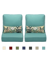 Aoodor 22'' x 24'' Outdoor Deep Seat Chair Cushion Set，Olefin Fabric Slipcover and Sponge Foam (Set of 2 Seats, 2 Backs, 2 Pillows）