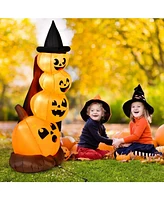Vebreda 7 Feet Halloween Inflatable Pumpkin Combo with Witch's Hat and Led Lights