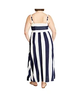 City Chic Women's Simone Stripe Maxi Dress