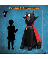 Vebreda 4.7 Feet Halloween Inflatable Vampire Cat with Red Cloak