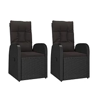 Reclining Patio Chairs 2 pcs with Cushions Poly Rattan Black