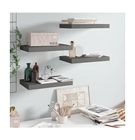 vidaXL Floating Wall Shelves 4 pcs High Gloss Gray 15.7"x9.1"x1.5" Mdf