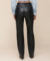 Avec Les Filles Women's Faux-Leather Chain Straight-Leg Pants