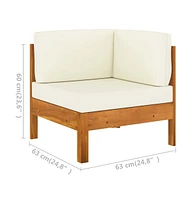 vidaXL Corner Sofa with Cream White Cushions Solid Acacia Wood