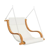 vidaXL Swing Chair with Cream Cushion Bent Wood with Teak Finish