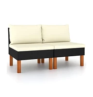 vidaXL Middle Sofas pcs Poly Rattan and Solid Eucalyptus Wood