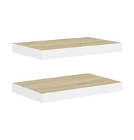 vidaXL Floating Wall Shelves pcs Oak and White 19.7"x9.1"x1.5" Mdf