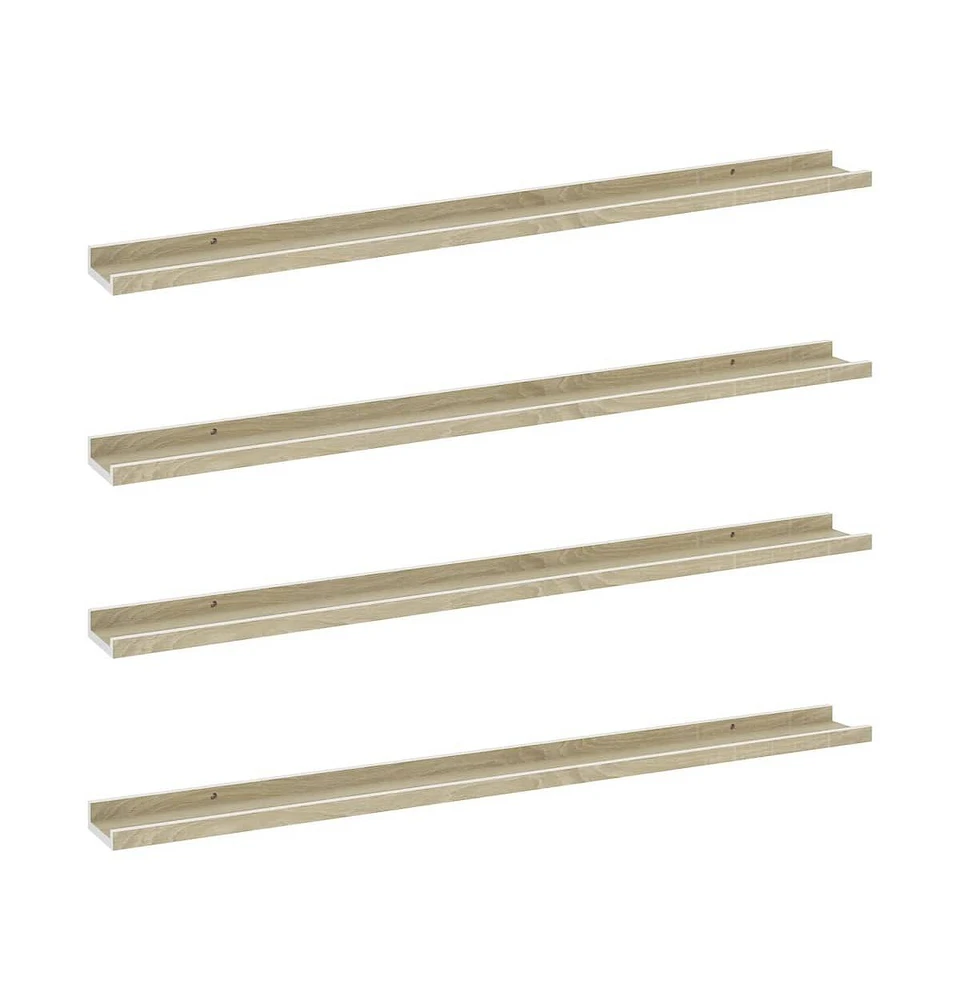 vidaXL Wall Shelves 4 pcs White and Sonoma Oak 39.4"x3.5"x1.2"