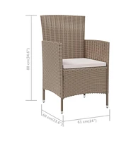 vidaXL Patio Chairs with Cushions 2 pcs Poly Rattan Beige