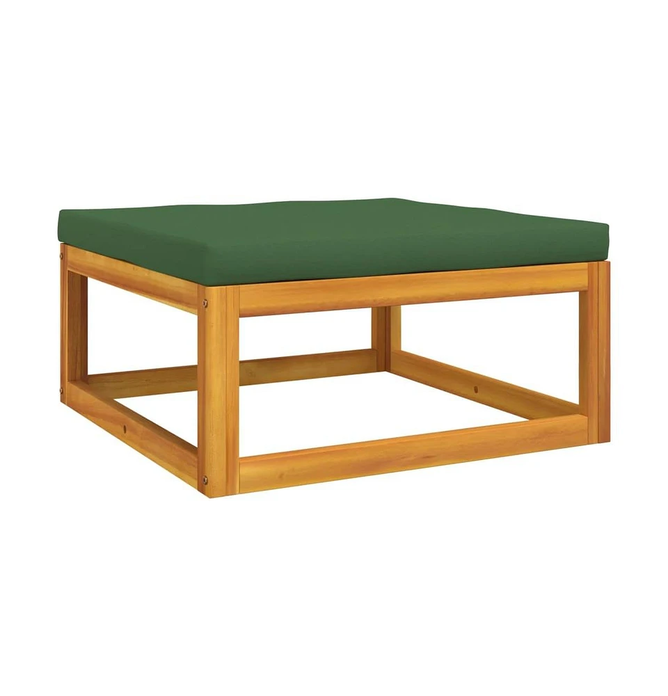 vidaXL Patio Footrest with Green Cushion Solid Wood Acacia