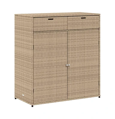 vidaXL Patio Storage Cabinet Beige 41.3"x21.7"x44.5" Poly Rattan