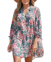 Cupshe Women's Floral Print Shirt Beach Dress