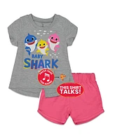 Pinkfong Baby Girls Baby Shark T-Shirt and Shorts Outfit Set to