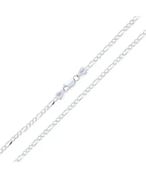 Bling Jewelry 2MM Strong Solid Sterling Silver Figaro Link Chain Necklace For Women Inch