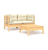 vidaXL 3 Piece Patio Lounge Set with Cushions Solid Pinewood