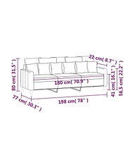 vidaXL 3-Seater Sofa Dark 70.9" Velvet