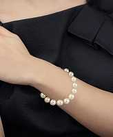 Cultured White South Sea Pearl (10 - 11-1/2mm) Ball Clasp Bracelet in 14k White Gold