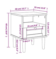 vidaXL Bedside Cabinet Senja Rattan Look 15.7"x13.8"x18.9" Solid Wood Pine