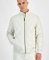 Guess Men's Quilted Full-Zip Faux-Leather Jacket