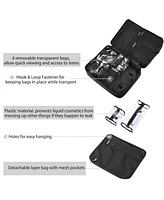 Byootique Makeup Bag Soft Sided Cosmetic Train Case 2 Layer Hangbag 4 Pouches