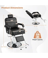 Skonyon 360 Degrees Swivel Salon Hydraulic Barber Chair with Adjustable Headrest and Reclining Backrest-Black