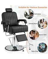 Skonyon 360 Degrees Swivel Salon Hydraulic Barber Chair with Adjustable Headrest and Reclining Backrest-Black