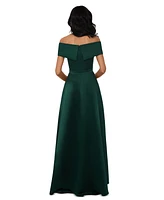 Xscape Petite Off-The-Shoulder Satin Ball Gown