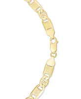 Italian Silver Men's Textured Mixed Mariner Link 22" Chain Necklace 14 Gold-plated Sterling