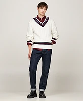 Tommy Hilfiger Men's Regular-Fit Cable-Knit V-Neck Cricket Sweater