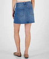 Tinseltown Juniors' Studded Denim Mini Skirt