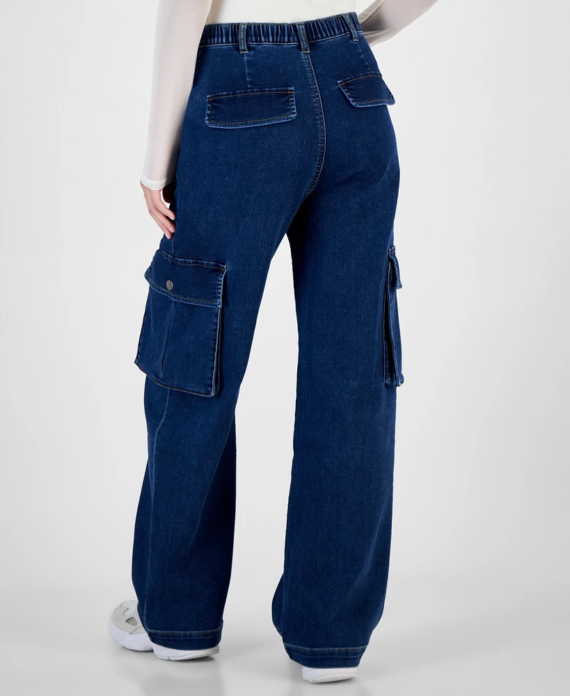 Tinseltown Juniors' Wide-Leg Cozy Cargo Jeans