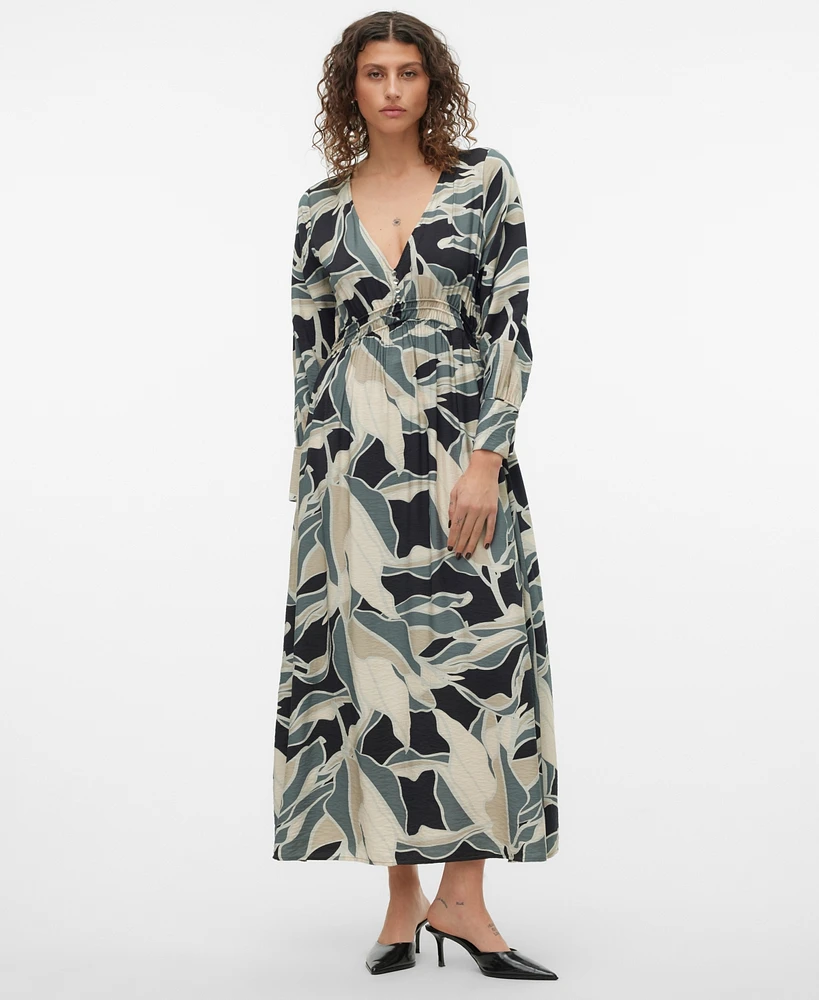 Vero Moda Women's Beline Printed V-Neck Maxi Dress