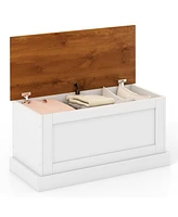 Sugift Large Storage Chest with Safety Metal Hinge-White