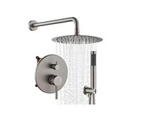 Casainc 10" Wall Mounted Round Shower System Set with Handheld Spray