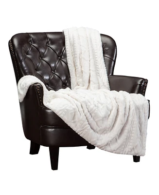 Chanasya Premium Cable Knit Embossed Faux Fur Throw Blanket