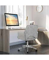 Skonyon Adjustable Hollow Mid Back Leisure Office Chair with Armrest-Gray