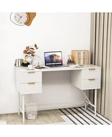 Skonyon 48 Inch Home Office Computer Desk with 4 Drawers-White