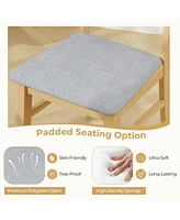 Sugift Dining Chair Set of 2 Linen Fabric Upholstered Kitchen Chairs with Padded Seat-Natural