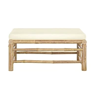 vidaXL Patio Footrest with Cream White Cushion Bamboo