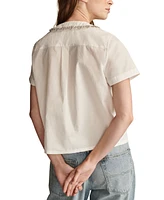 Lucky Brand Women's Cotton Embellished Peter Pan Collar Shirt