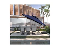 Casainc 11 Ft Square Double Top Patio Cantilever Umbrella, Navy Blue
