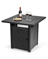 Inolait 28 Inch Propane 50 000 Btu Patio Square Gas Fireplace with Lava Rock-Black