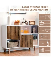 Gymax Sideboard Storage Cabinet w/Storage Compartments Buffet Tv Stand Coffee