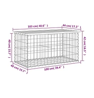 vidaXL Patio Bench Gabion Design 40.6"x17.3"x16.5" Solid Wood Pine