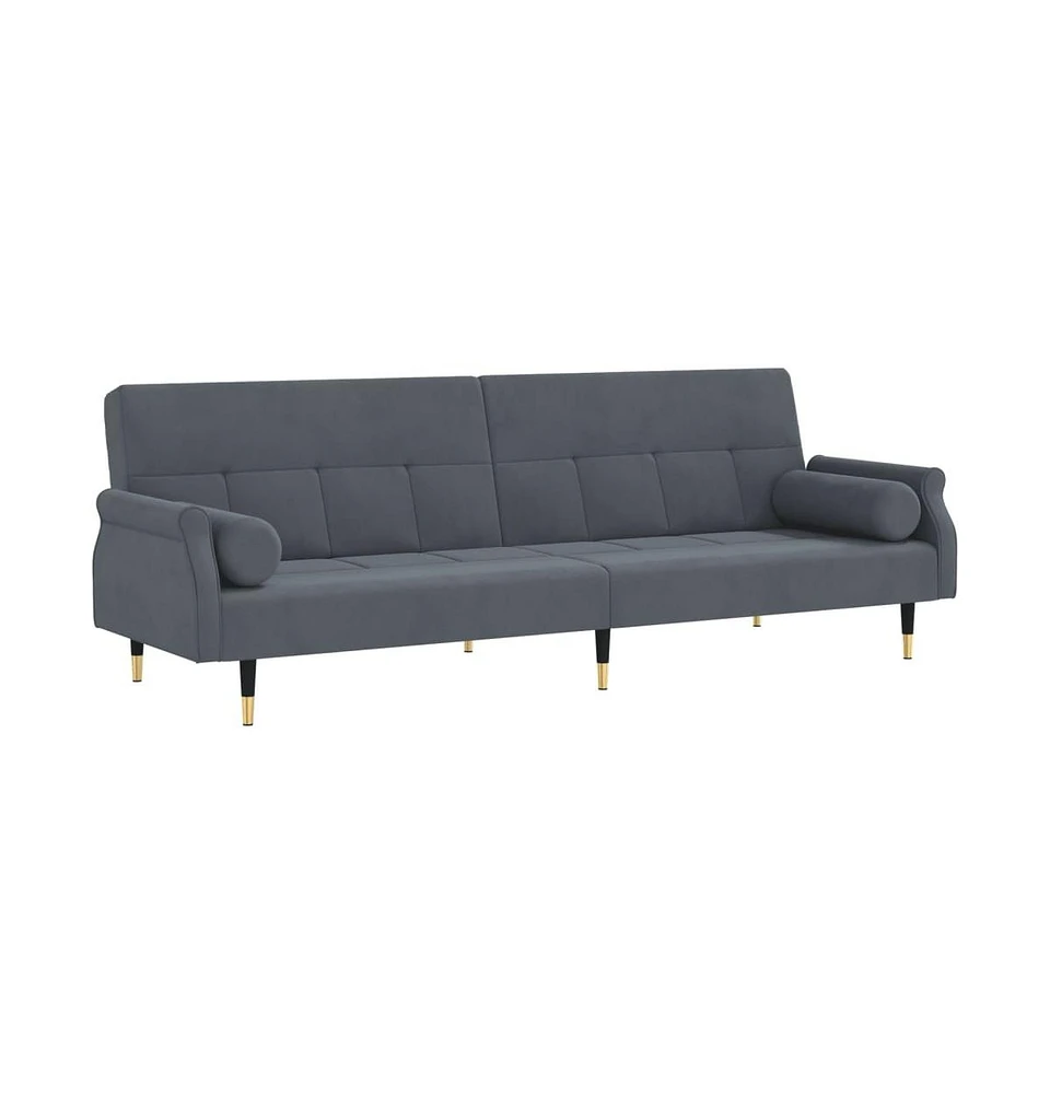 vidaXL Sofa Bed with Cushions Dark Gray Velvet